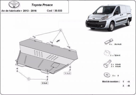 Steel sump guard for Toyota Proace