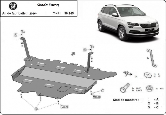 Steel sump guard for Skoda Karoq - manual gearbox