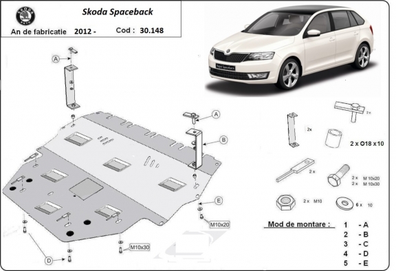 Steel sump guard for Skoda Spaceback