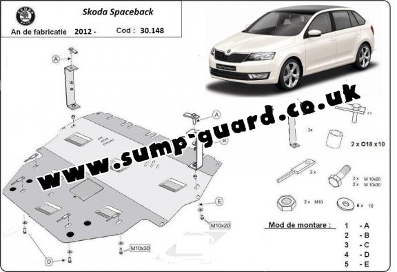 Steel sump guard for Skoda Spaceback