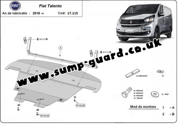 Steel sump guard for Fiat Talento
