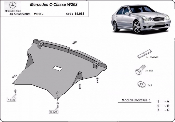 Steel sump guard for Mercedes C-Class W203