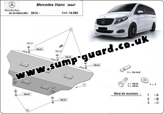 Steel sump guard for Mercedes Viano W447, 4x2, 1.6 D