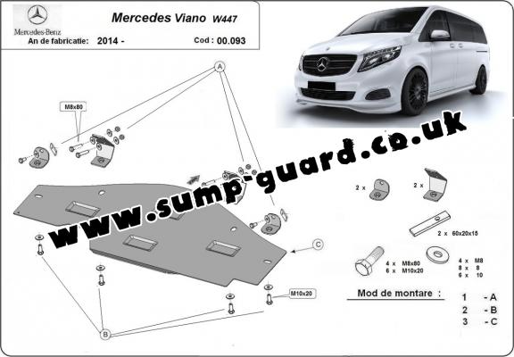 Steel sump guard for the protection of the Stop&Go system Mercedes Viano W447, 4x2, 1.6 D