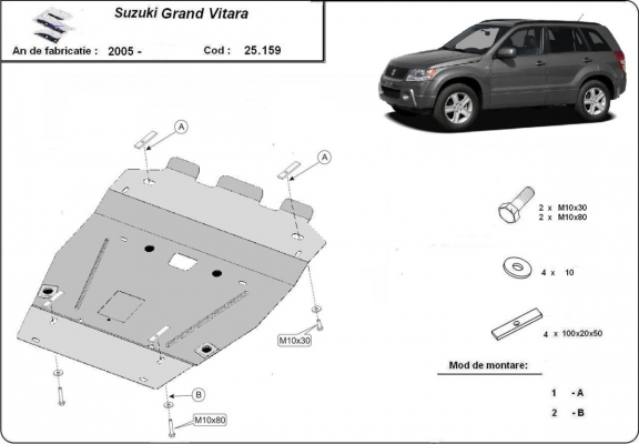 Steel sump guard for Suzuki Grand Vitara 2