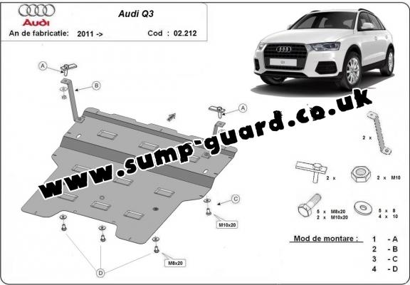 Steel sump guard for Audi Q3