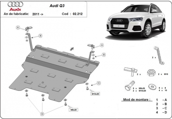 Steel sump guard for Audi Q3