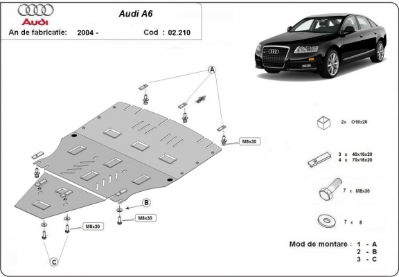 Steel sump guard for Audi A6