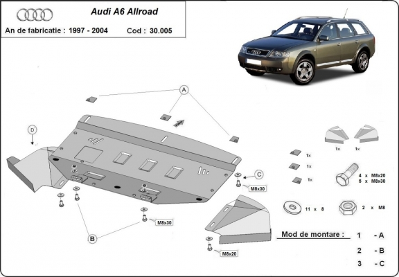 Steel sump guard for Audi Allroad A6