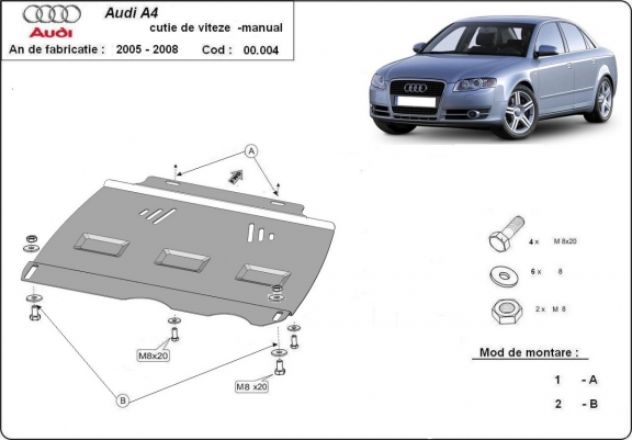 Steel manual gearbox guard  Audi A4  B7