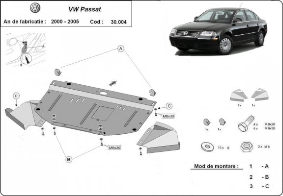 Steel sump guard for VW Passat B5.5