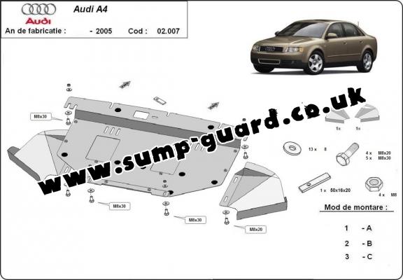 Steel sump guard for Audi A4  B6