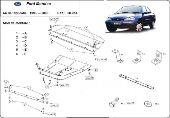 Steel sump guard for Ford Mondeo 1,2