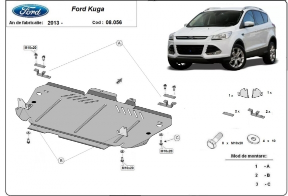 Steel sump guard for Ford Kuga