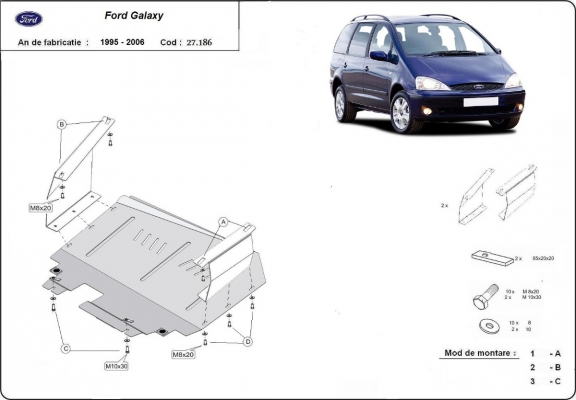 Steel sump guard for Ford Galaxy 1
