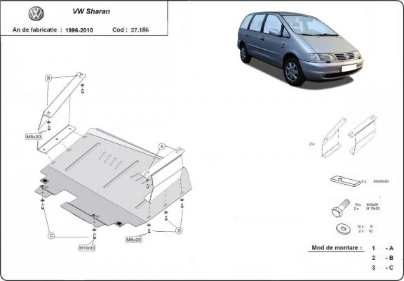 Steel sump guard for Volkswagen Sharan