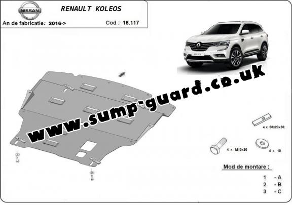Steel sump guard for Renault Koleos