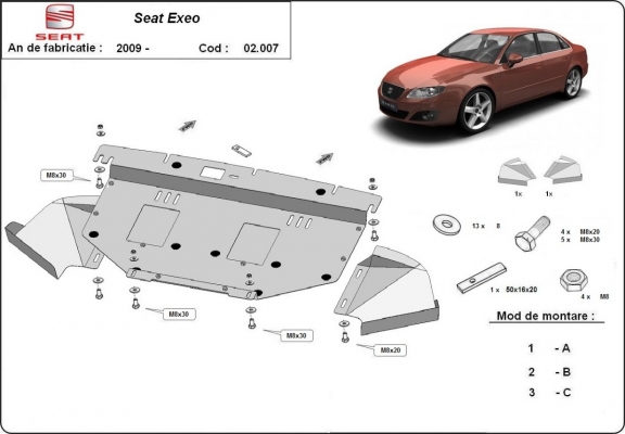 Steel sump guard for Seat Exeo