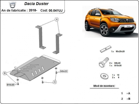 Steel diferential guard for Dacia Duster 4x4