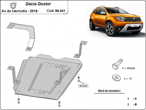 Steel fuel tank guard  for Dacia Duster