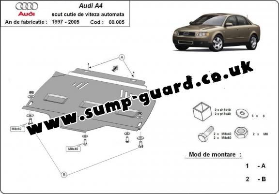 Steel automatic gearbox guard for Audi A4  B6