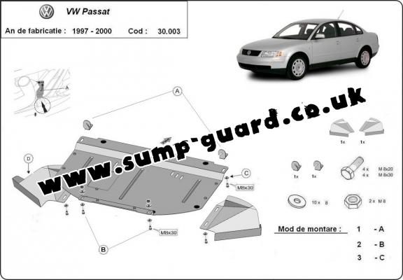 Steel sump guard for VW Passat B5