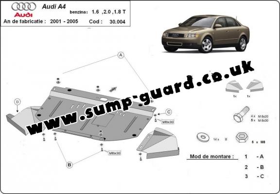 Steel sump guard for Audi A4  B6