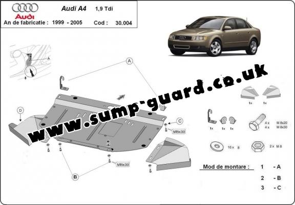 Steel sump guard for Audi A4  B6, 1.9 Tdi