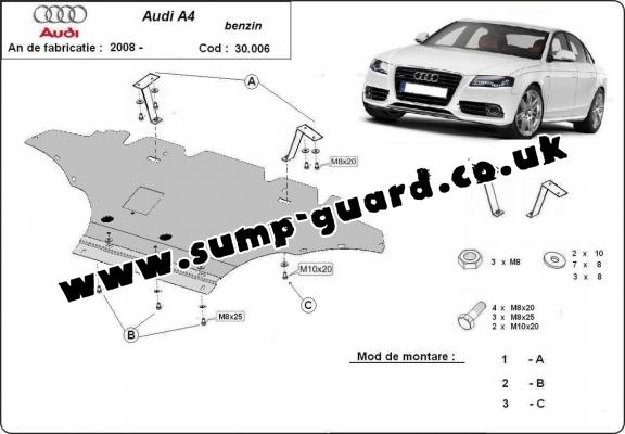 Steel sump guard for Audi A4 B8, petrol