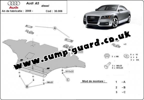Steel sump guard for Audi A5, diesel