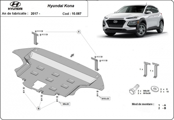 Steel sump guard for Hyundai Kona