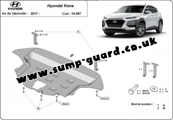 Steel sump guard for Hyundai Kona