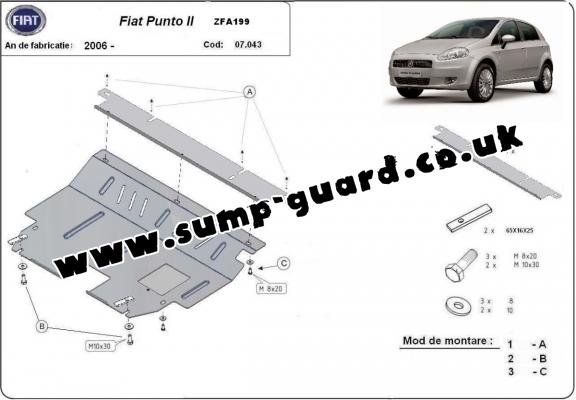 Steel sump guard for Fiat Punto 