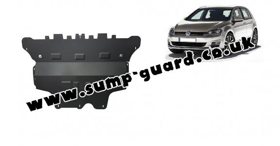 Steel sump guard for the protection of the engine and the gearbox for VW Golf 7 - manual gearbox