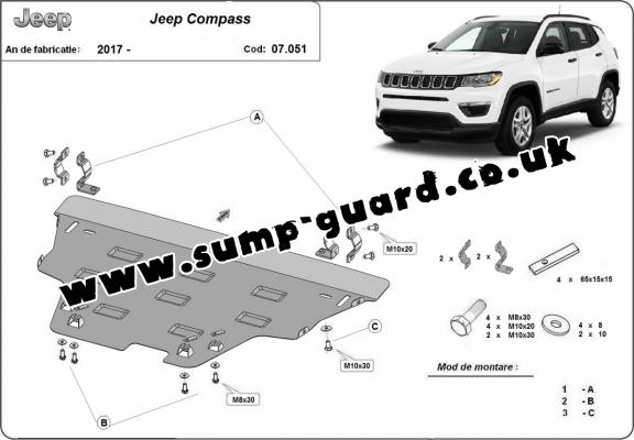 Steel sump guard for Jeep Compass