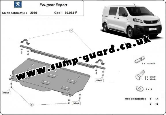 Steel sump guard for Peugeot Expert MPV