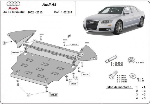 Steel sump guard for Audi A8