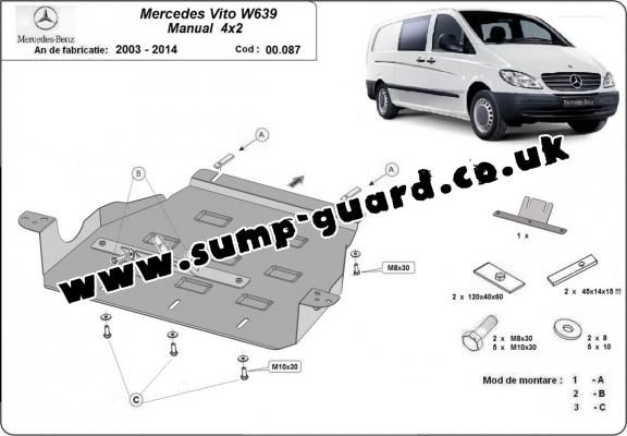 Steel gearbox guard for Mercedes Vito W639 - 2.2 D 4x2