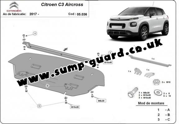 Steel sump guard for Citroen C3 Aircross