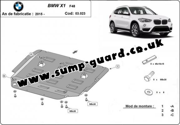 Steel sump guard for BMW X1 F48