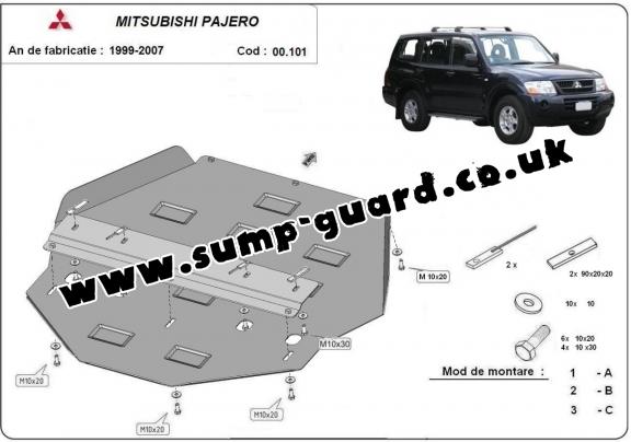 Steel gearbox guard for Mitsubishi Shogun 3 (V60, V70) Vers. 2.0