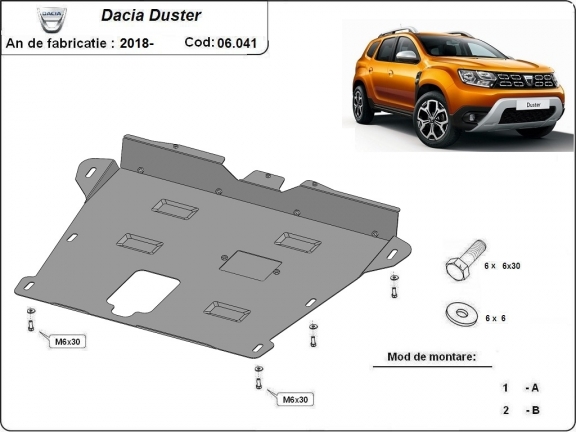 Steel sump guard for Dacia Duster
