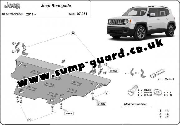 Steel sump guard for Jeep Renegade