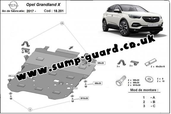 Steel sump guard for Vauxhall Grandland X