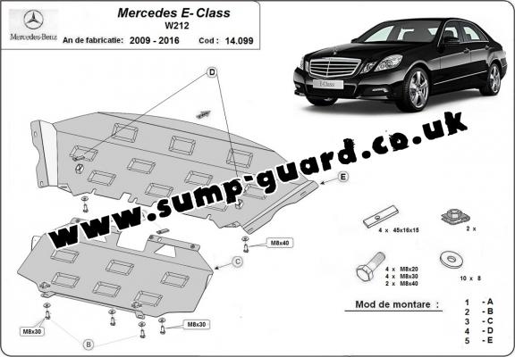 Steel sump guard for Mercedes E-Classe W212