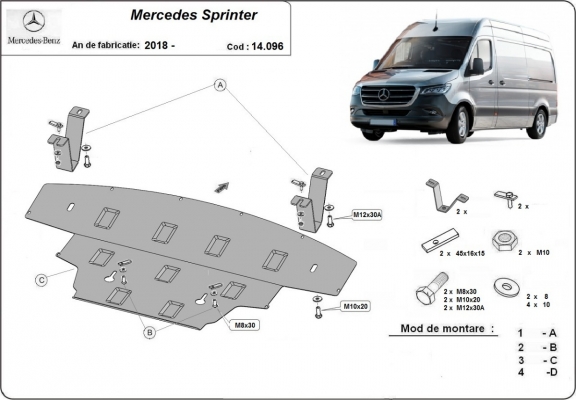 Steel sump guard for Mercedes Sprinter-RWD