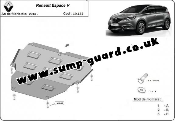 Steel sump guard for Renault Espace 5