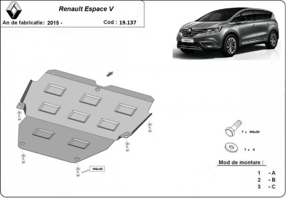 Steel sump guard for Renault Espace 5