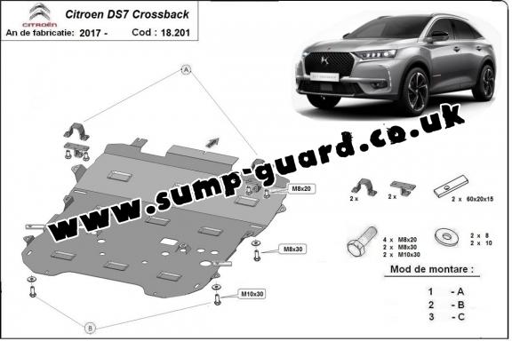 Steel sump guard for Citroen DS7 Crossback