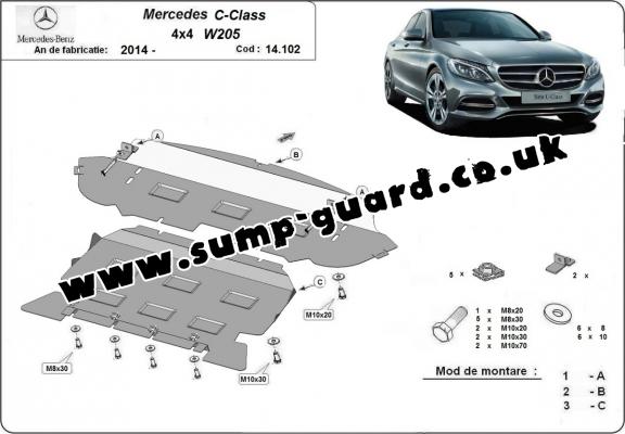 Steel sump guard for Mercedes C-Class W205 4x4